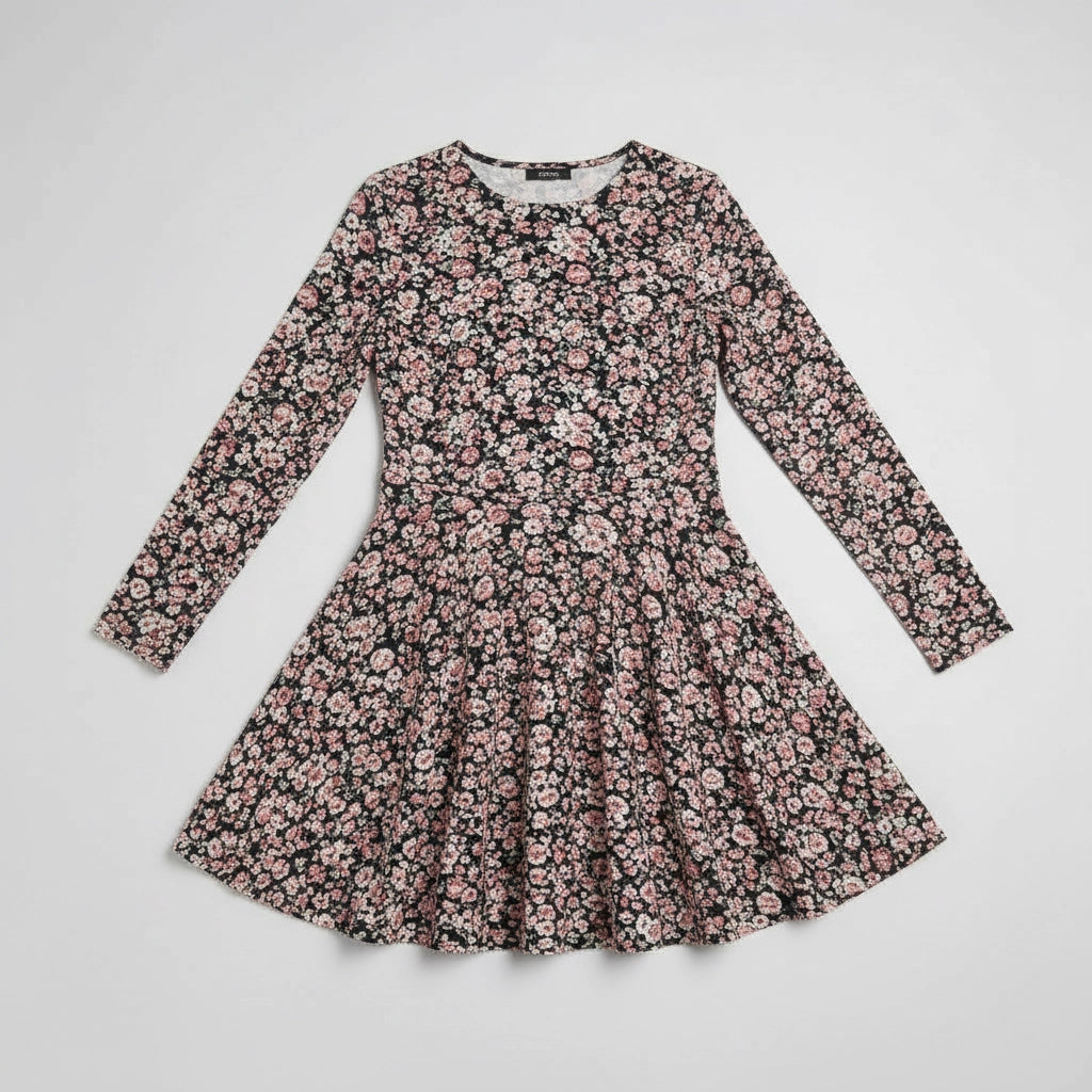 Women’s Long Sleeve Floral A-Line Mini Dress