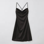 Satin Cowl Neck Slip Maxi Dress with Adjustable Straps Black 8