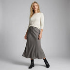 Satin Drawstring Maxi Skirt Grey 11