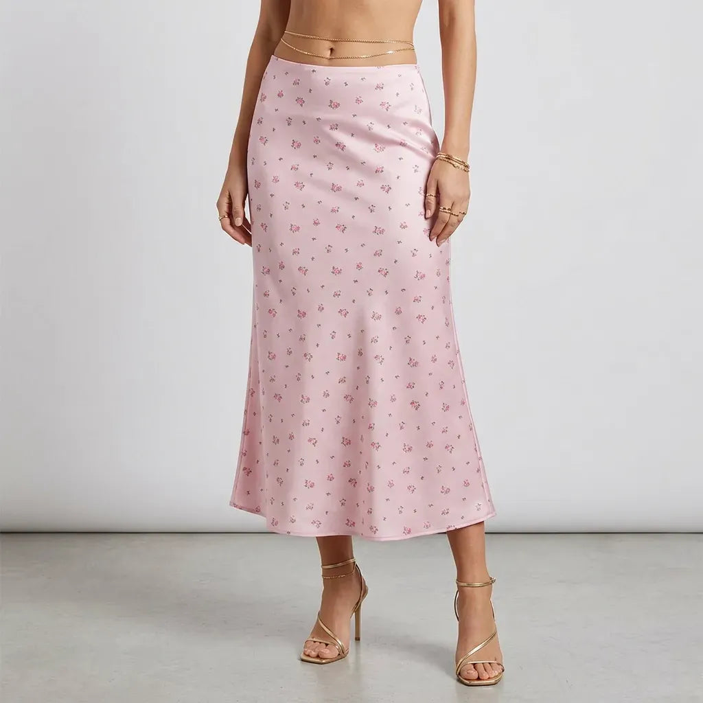 Satin Slip Maxi Skirt Pink 3