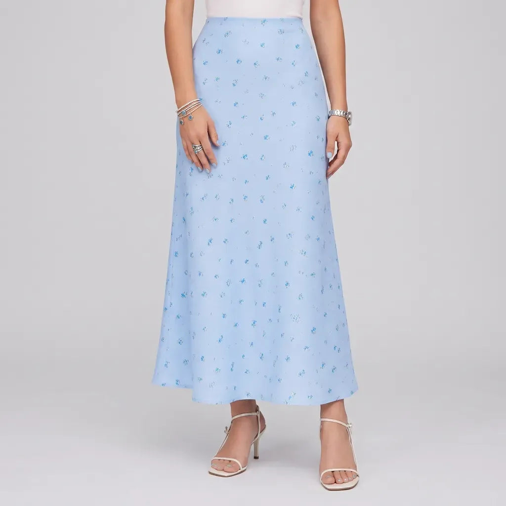 Satin Slip Maxi Skirt Blue 5