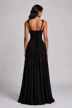 Sculpted Draped Maxi Dress in Black – 12