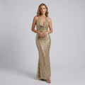 Sequin Halter Neck Formal Maxi Dress for Gala Gold 4