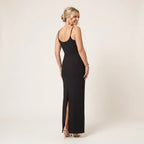 Sequin Slip Maxi Dress with Spaghetti Straps Black 8