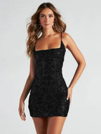 Sequin Sparkly Dress with Spaghetti Straps Black 5
