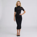 Sheer Mesh Ruched Bodycon Maxi Dress Black 4