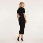 Sheer Mesh Ruched Bodycon Maxi Dress Black 5