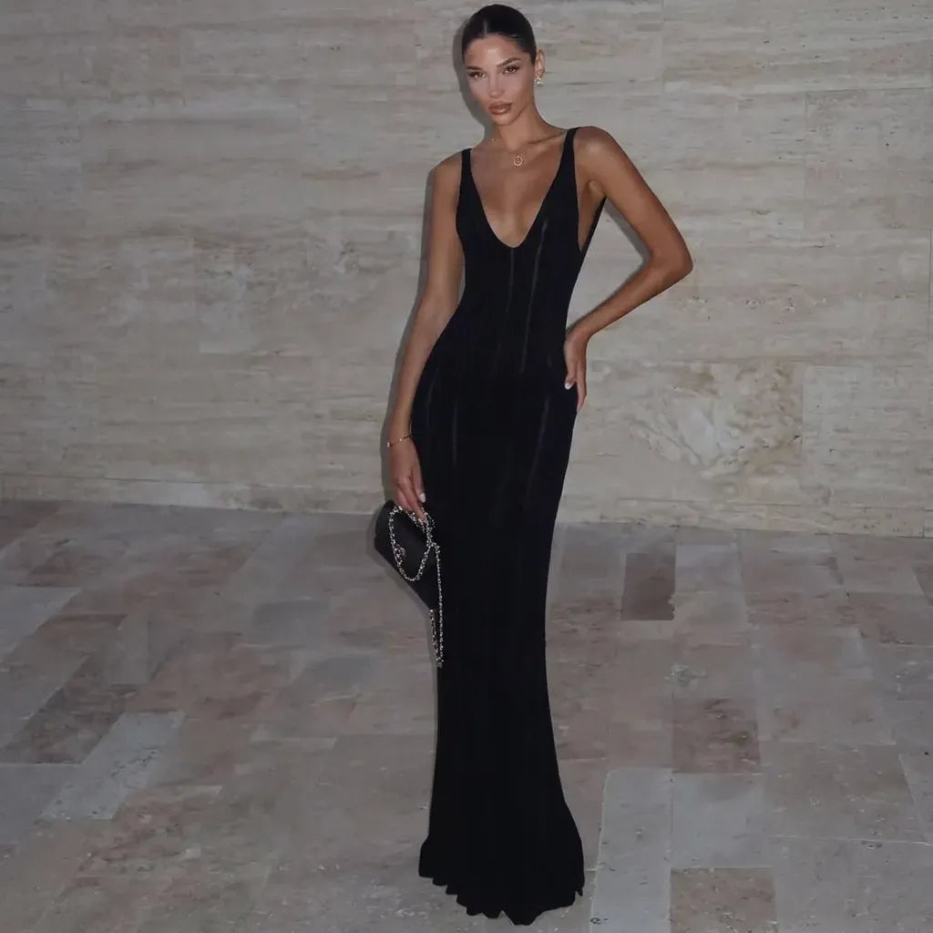 Sleeveless Bodycon Wedding Guest Dress Knit Black 2