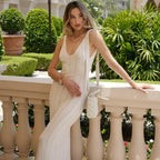 Sleeveless Bodycon Wedding Guest Dress Knit White 5