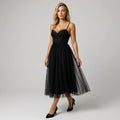Sleeveless Chiffon Dress Cocktail Midi Black 5