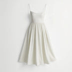 Sleeveless Flowy Dress Midi Summer White 10