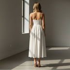 Sleeveless Flowy Dress Midi Summer White 11