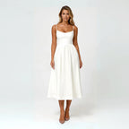 Sleeveless Flowy Dress Midi Summer White 12