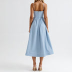 Sleeveless Flowy Dress Midi Summer Blue 5