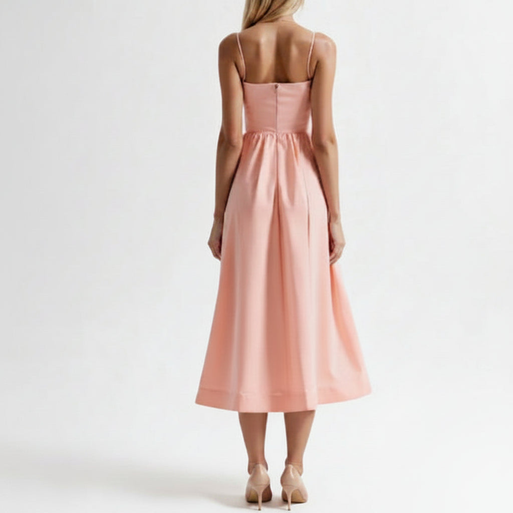 Sleeveless Flowy Dress Midi Summer Pink 8