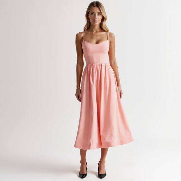 Sleeveless Flowy Dress Midi Summer Pink 9