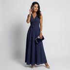 Sleeveless Maxi Dress with Wrap Look in Blue – 2
