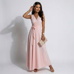 Sleeveless Maxi Dress with Wrap Look in Pink – 6