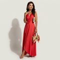 Sleeveless Maxi Dress with Wrap Look in Red – 7