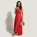Sleeveless Maxi Dress with Wrap Look in Red – 7
