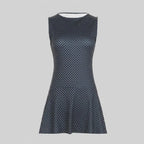 Sleeveless Skater Polka Dot Mini Dress Dark Blue 1