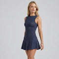 Sleeveless Skater Polka Dot Mini Dress Dark Blue 3