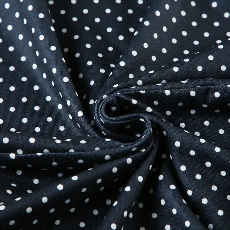 Sleeveless Skater Polka Dot Mini Dress Dark Blue 6