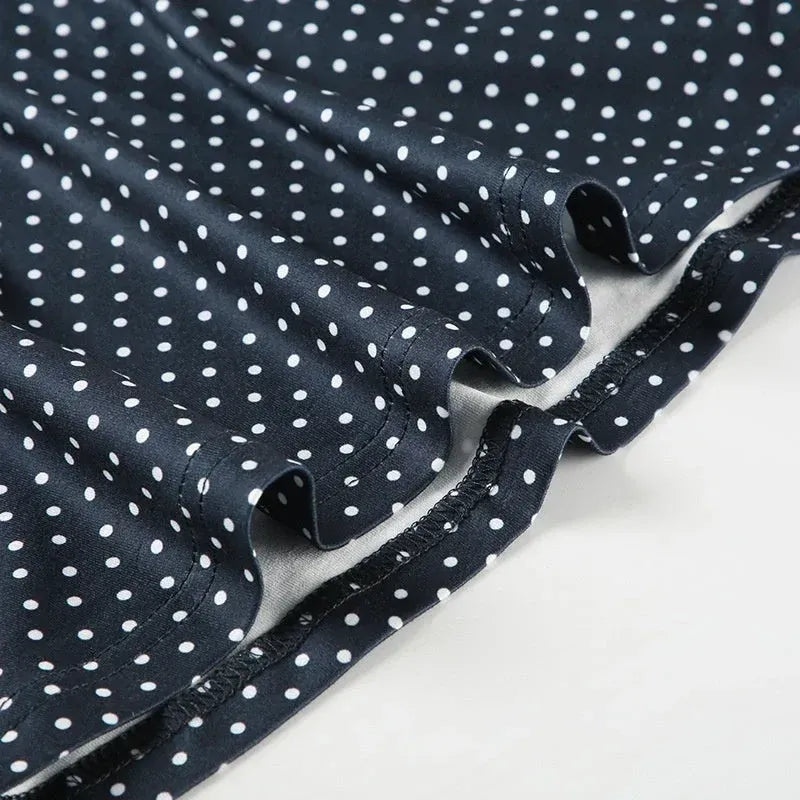 Sleeveless Skater Polka Dot Mini Dress Dark Blue 7