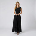 Sleeveless Wide-Leg Jumpsuit with Flowing Chiffon Overlay in Black – 6