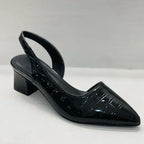 Slingback Closed Toe Heels with Block Heel Black 2