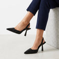 Sparkling Pointed Toe Slingback Heels Black 5
