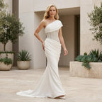 Sparkly Ruched Formal Maxi Dress White 2