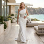 Sparkly Ruched Formal Maxi Dress White 3