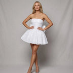 Sparkly Strapless Sequin Mini Dress with Bow White 5