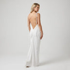 Square Neck Slip Maxi Dress with Ruching for Formal Events White 3