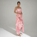 Strapless Bodycon Wedding Guest Dress with Ruching Pink 4