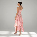 Strapless Bodycon Wedding Guest Dress with Ruching Pink 5