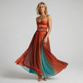 Strapless Chiffon Prom Dress with Cut-Outs Red 1