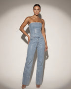 Strapless Glitter Two-Piece Set in Blue – 1