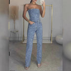 Strapless Glitter Two-Piece Set in Blue – 3