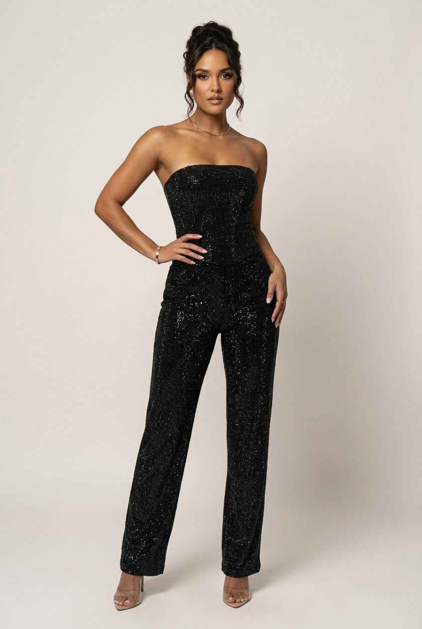 Strapless Glitter Two-Piece Set in Black – 5