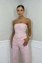Strapless Glitter Two-Piece Set in Pink – 10