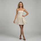 Strapless Skater Polka Dot Mini Dress White 3