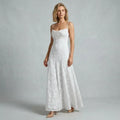 Strappy Embroidered Cowl Neck Midi Dress White 3