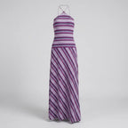 Striped Halter Maxi Dress Backless Lilac 5