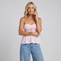 Striped Knit Strapless Bandeau Top Pink 5