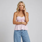 Striped Knit Strapless Bandeau Top Pink 5