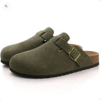 Suede Clogs with Adjustable Strap Green 5