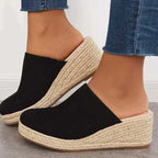 Suede Wedge Shoes Closed Toe Black 6