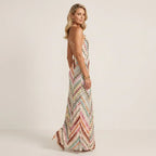 Summer Crochet Dress with Spaghetti Straps Beige 3